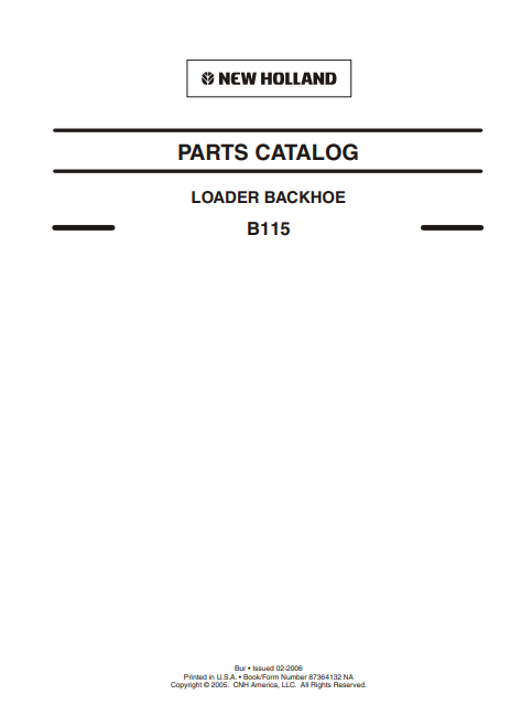 New Holland B115 Backhoe Loader Parts Catalog - Image 2