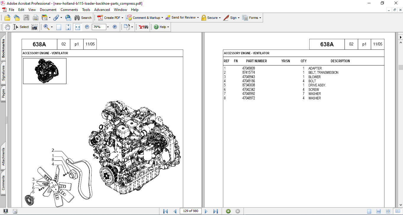New Holland B115 Backhoe Loader Parts Catalog - Image 3