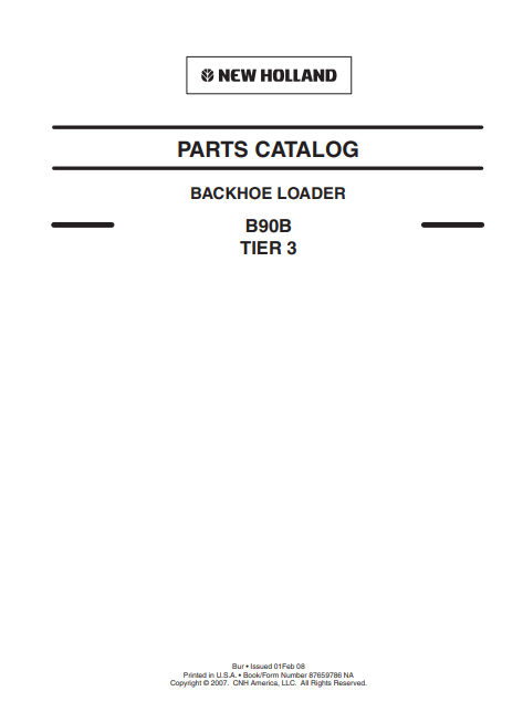 New Holland B90b Loader Backhoe Parts Catalog - Image 2