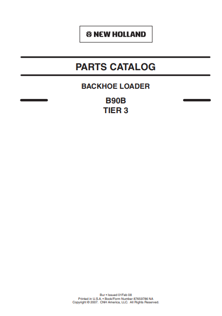 New Holland B90B Backhoe Loader Parts Catalog - Image 2