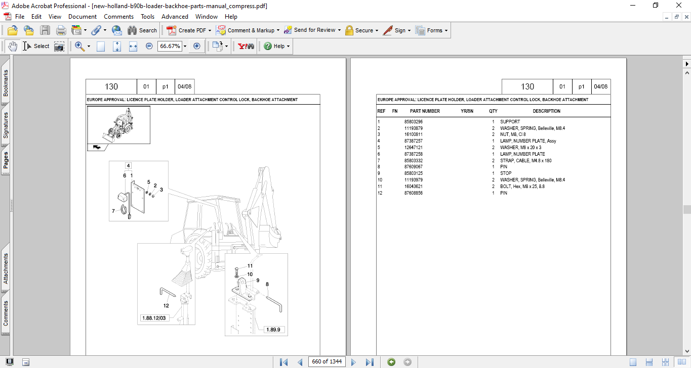 New Holland B90b Loader Backhoe Parts Catalog - Image 3