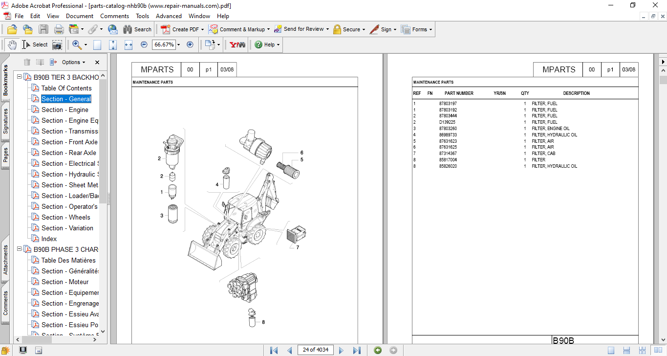 New Holland B90B Backhoe Loader Parts Catalog - Image 4