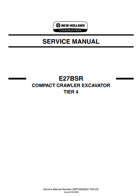 New Holland E27BSR Excavator Service Repair Manual - Image 2