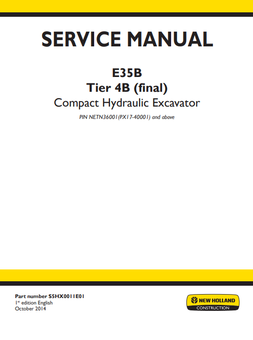 New Holland E35B Excavator Service Repair Manual - Image 2