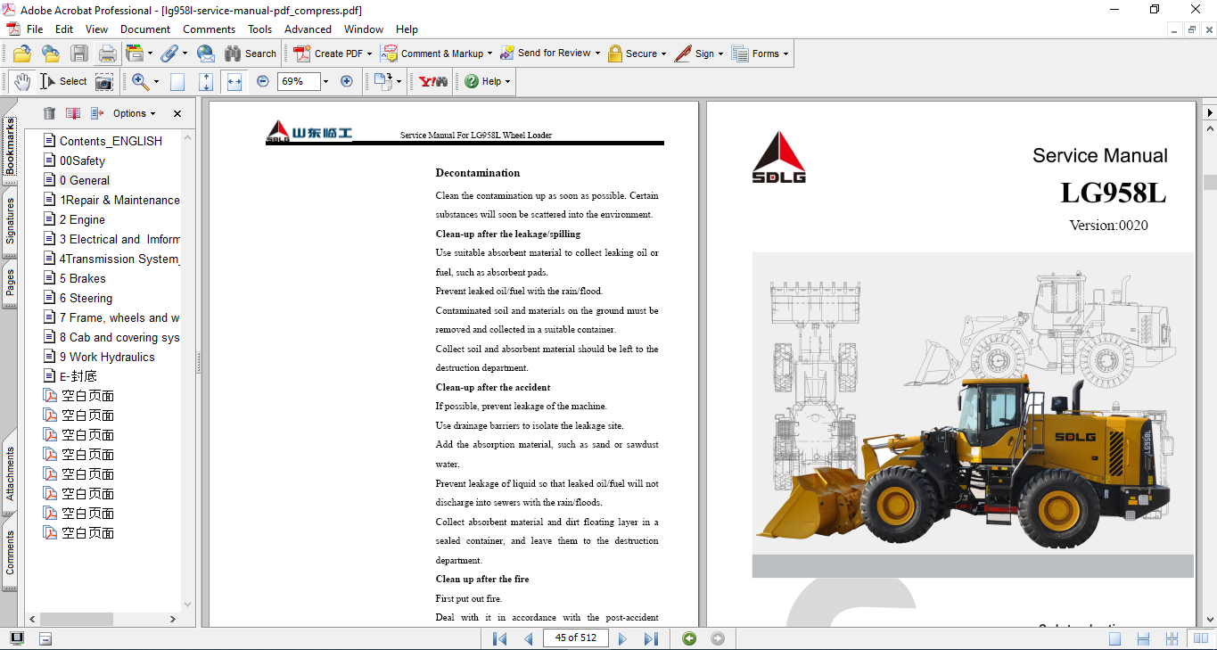 SDLG Wheel Loader LG958L Service Repair Manual - Image 3