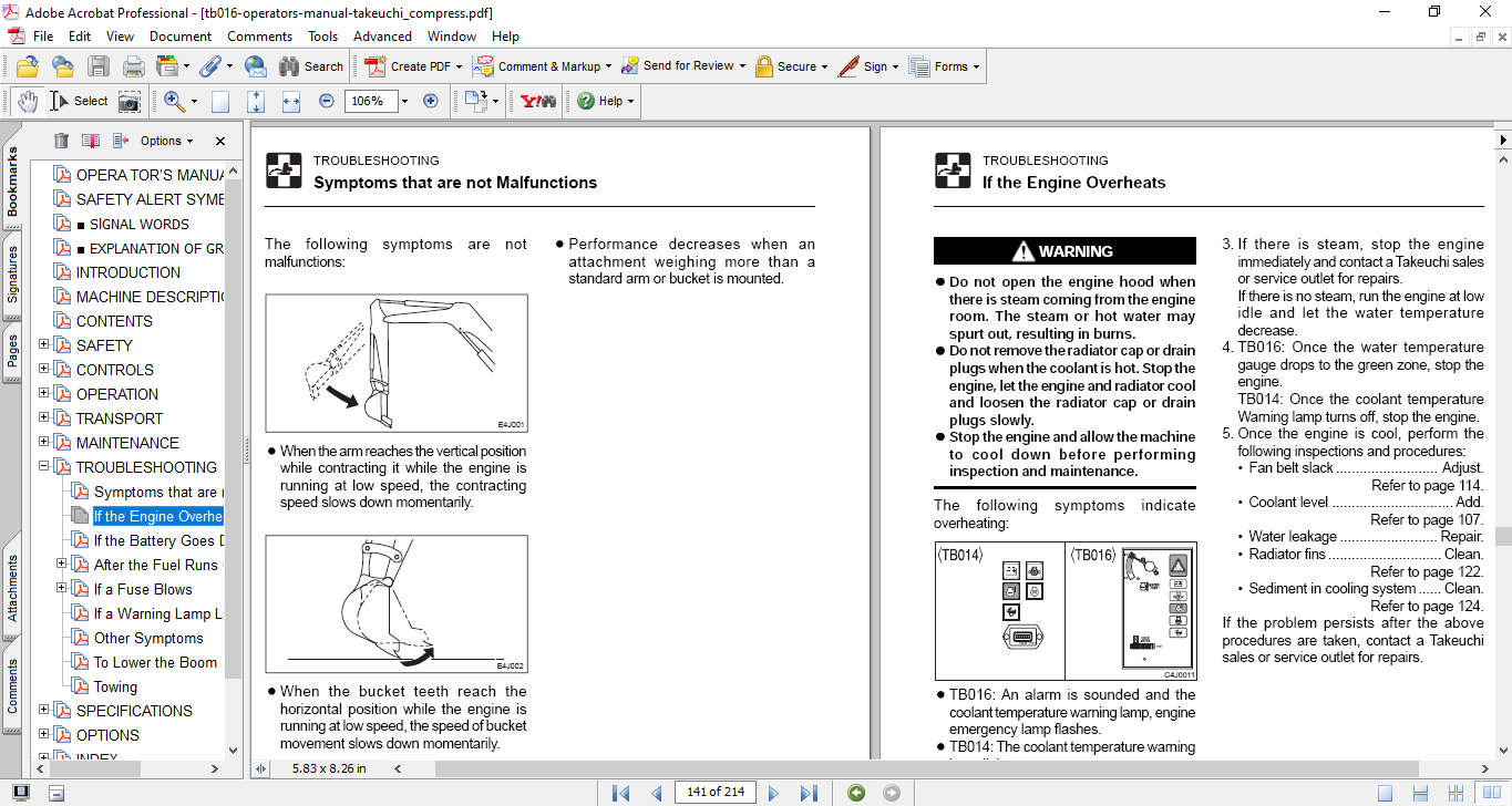 Takeuchi TB014 , Takeuchi TB016 Excavator Operator's Manual - Image 4