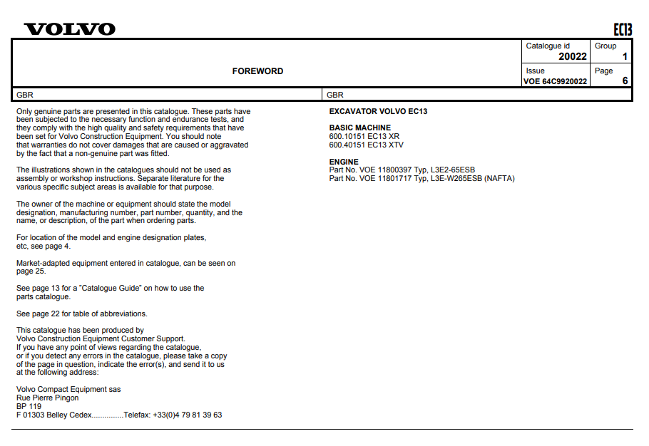 Volvo EC13 Mini Excavator Parts Catalog - Image 3
