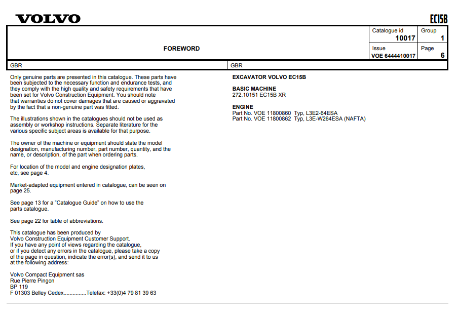 Volvo EC15B Mini Excavator Parts Catalog - Image 3