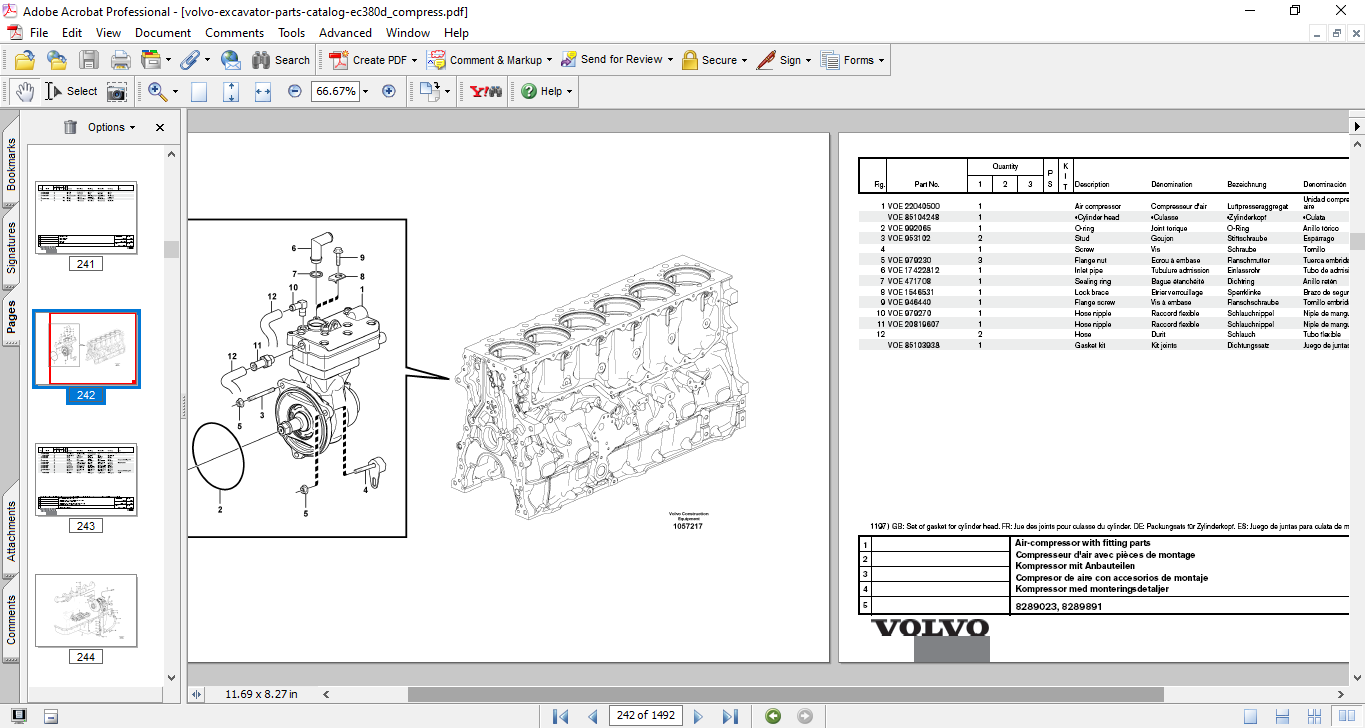 Volvo EC380D Excavator Parts Catalog - Image 3