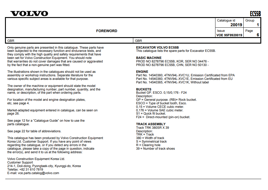 Volvo EC55B Excavator Parts Catalog - Image 3