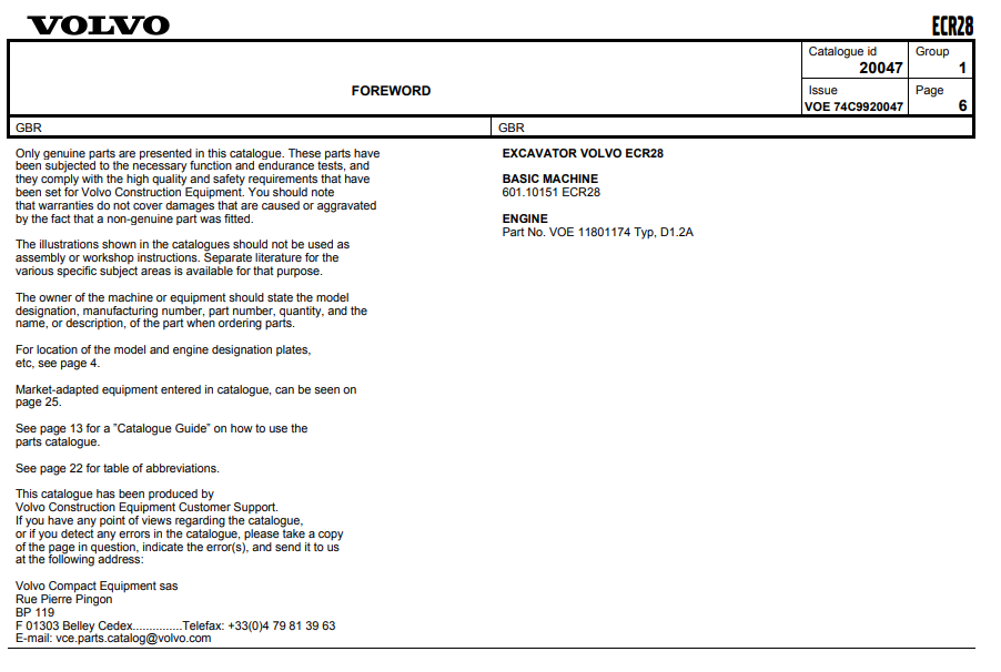 Volvo ECR28 Mini Excavator Parts Catalog - Image 3