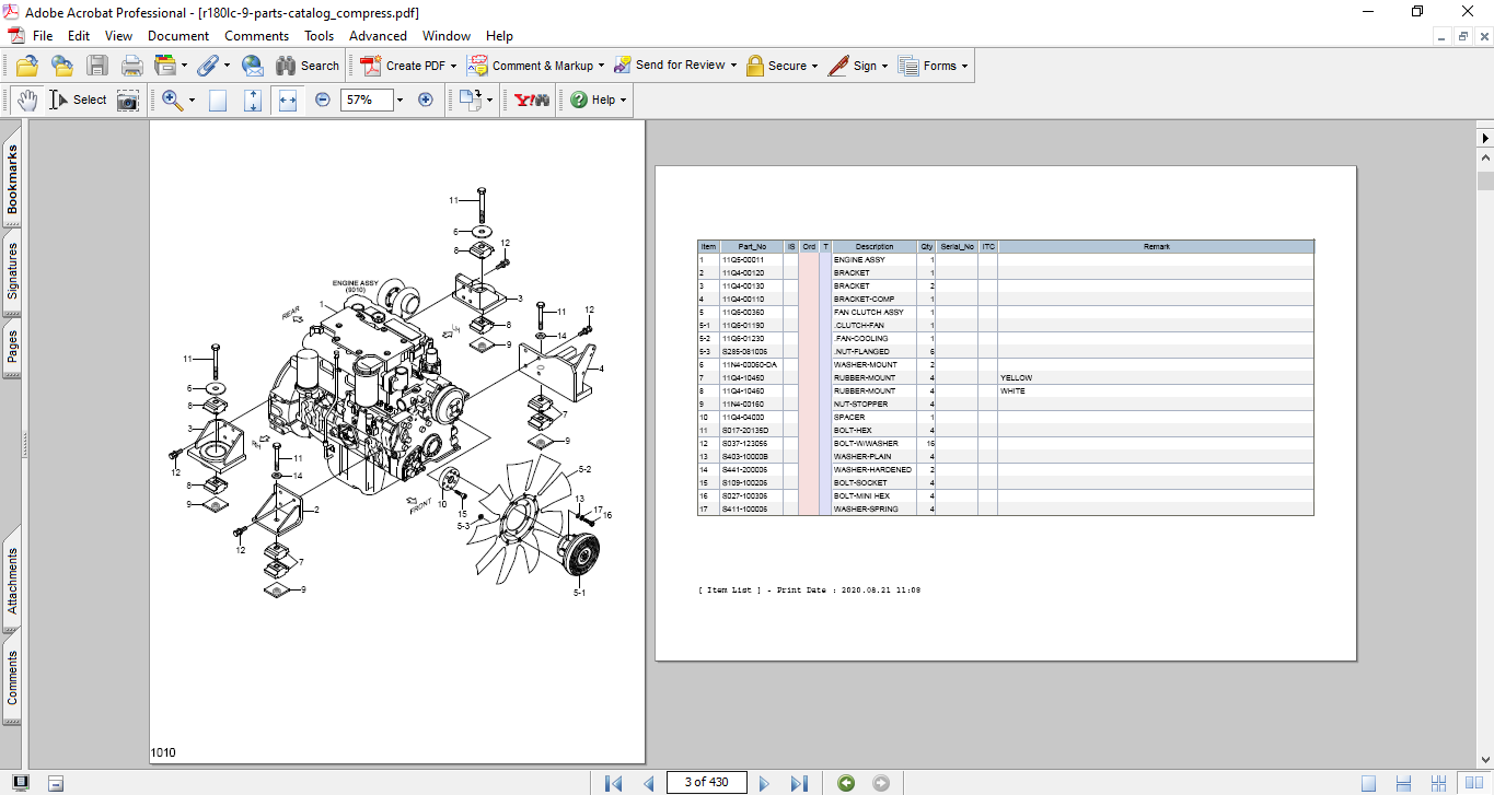 Hyundai R180LC-9 Excavator Parts Catalog - Image 3