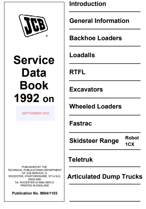 JCB Genaral Service Data Book - Image 2