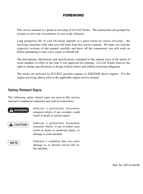 Caterpillar Lift Truck GP and DP Series Service Repair Manual - Image 3