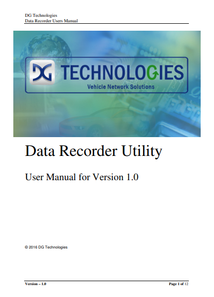 DG Technologies Data Recorder Users Manual - Image 2