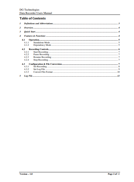 DG Technologies Data Recorder Users Manual - Image 3