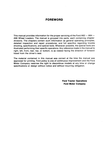 Ford A62 , Ford A64 , Ford A66 Wheel Loader Service Repair Manual - Image 3