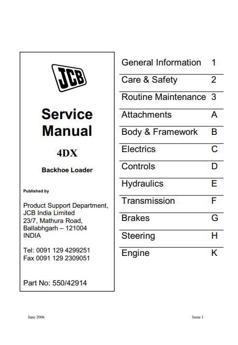 JCB 4DX Backhoe Loader Service Manual - Image 2