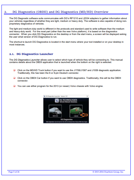 DG Technologies OBDII Diagnostic Tool Technical Manual - Image 2