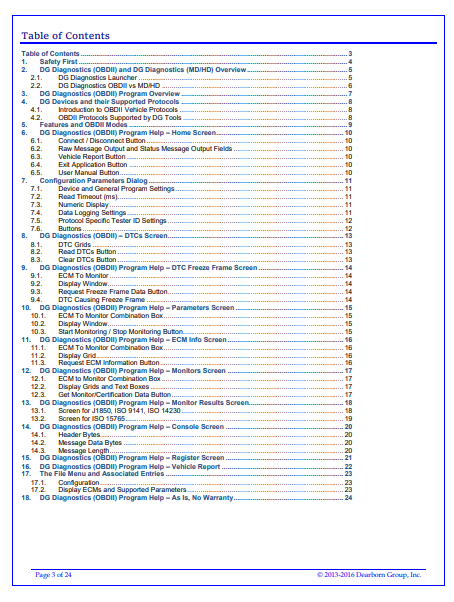 DG Technologies OBDII Diagnostic Tool Technical Manual - Image 3