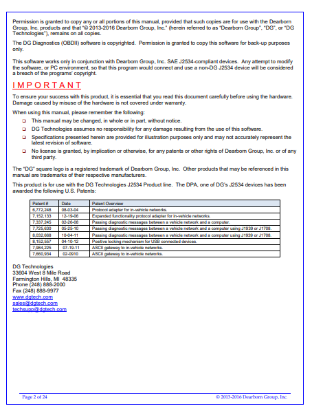 DG Technologies OBDII Diagnostic Tool Technical Manual - Image 4