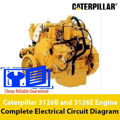 Complete electrical circuit diagram for Caterpillar 3126B and 3126E engines, detailing connections and components