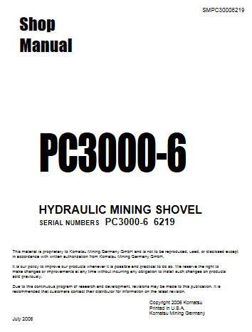 Komatsu PC3000-6 Mining Shovel Workshop Repair Manual - Image 4