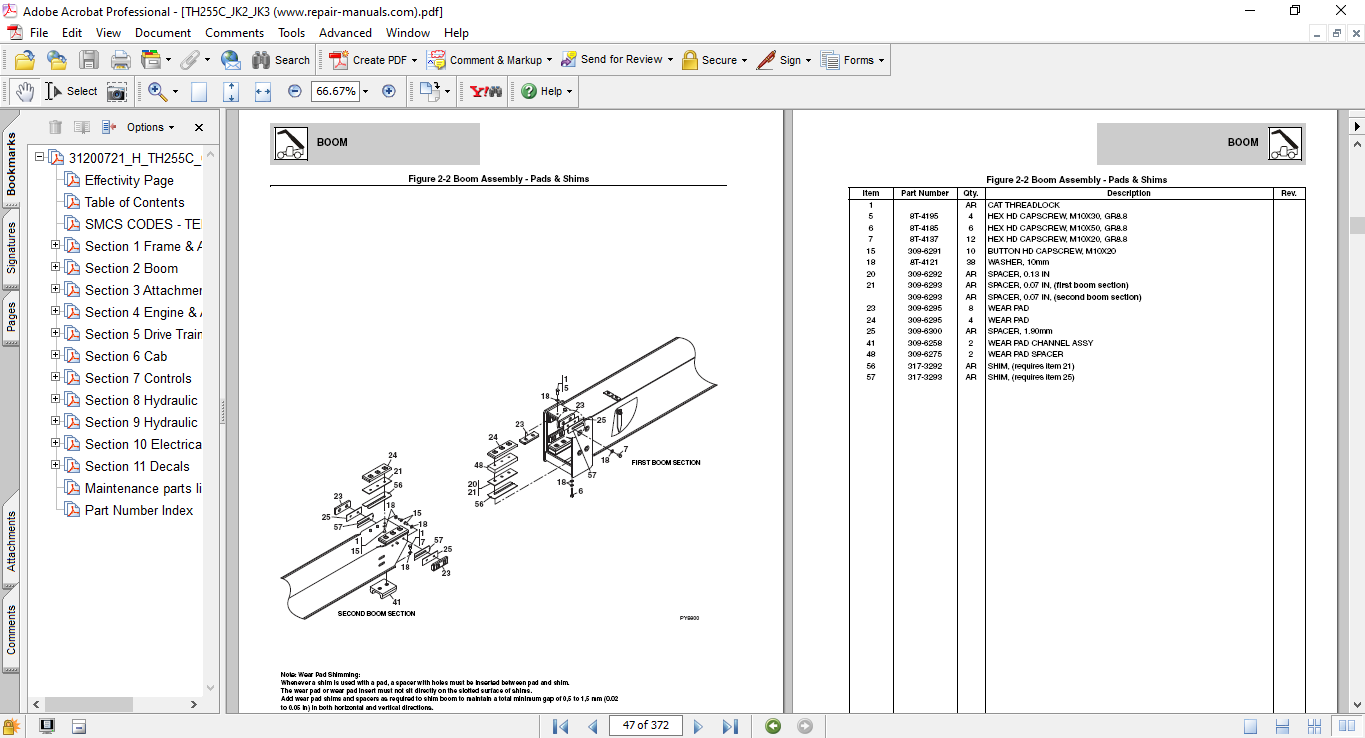 Caterpillar TH255C Telehandler Parts Manual - Image 3