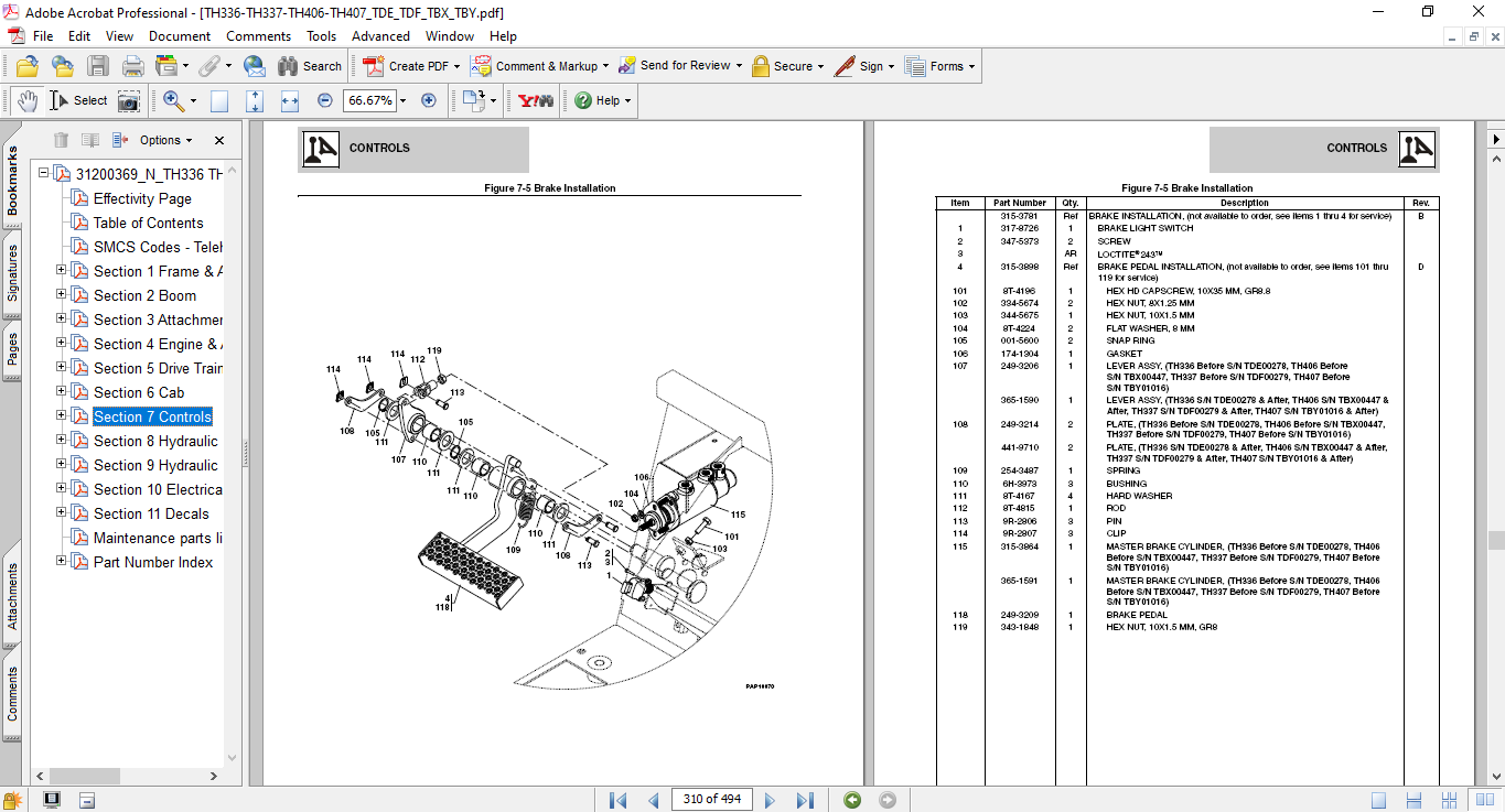 Caterpillar TH336, Caterpillar TH337, Caterpillar TH406, Caterpillar TH407 Telehandlers Parts Manual - Image 4