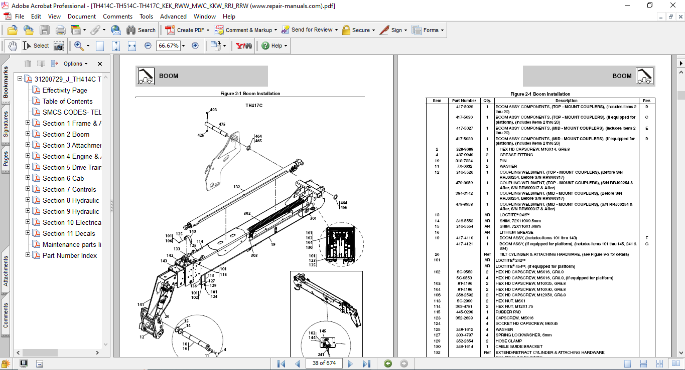 Caterpillar TH414C, Caterpillar TH514C, Caterpillar TH417C Telehandlers Parts Manual - Image 3