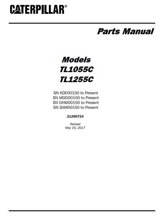 Caterpillar TL1055C, Caterpillar TL1255C Telehandlers Parts Manual - Image 2