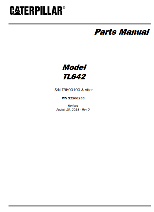 Caterpillar TL642 Telehandler Parts Manual - Image 2
