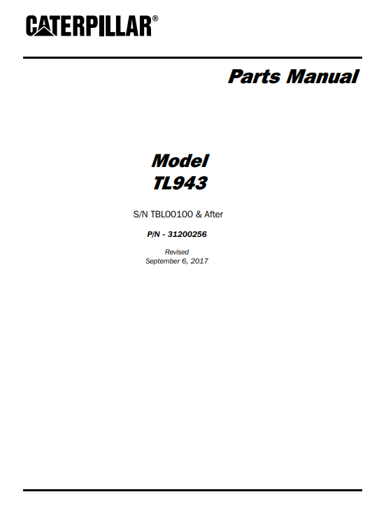 Caterpillar TL943 Telehandler Parts Manual - Image 2