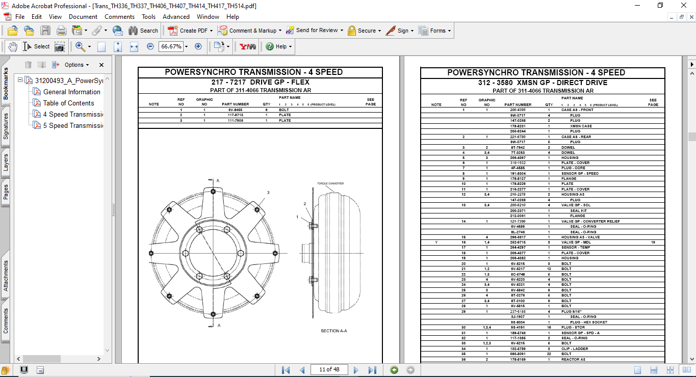 Caterpillar TH336, TH337, TH406, TH407, TH414, TH514, TH417 Telehandlers Transmission Parts Manual - Image 3