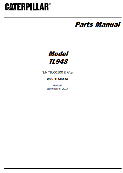 Caterpillar TL943 Telehandler Parts Manual - Image 2