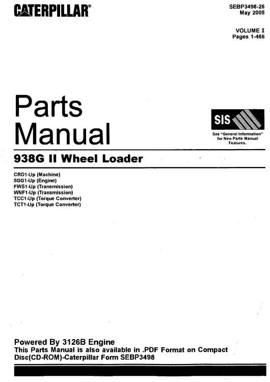 Caterpillar 938G II Wheel Loader Parts Manual - Image 2