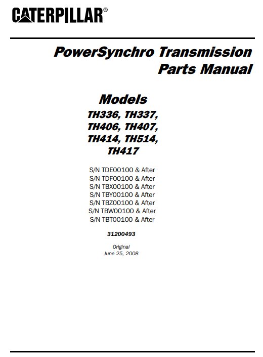Caterpillar PowerSynchro Transmission Parts Manual - Image 2