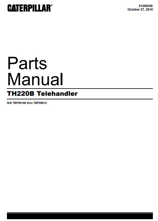 Caterpillar TH220B Telehandler Parts Manual - Image 2