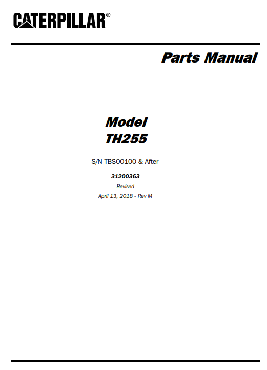 Caterpillar TH255 Telehandler Parts Manual - Image 2