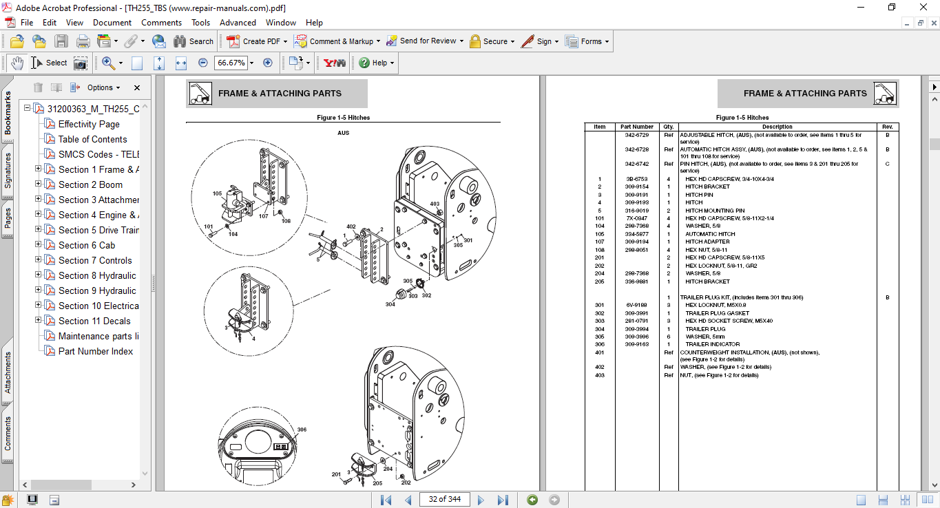 Caterpillar TH255 Telehandler Parts Manual - Image 3