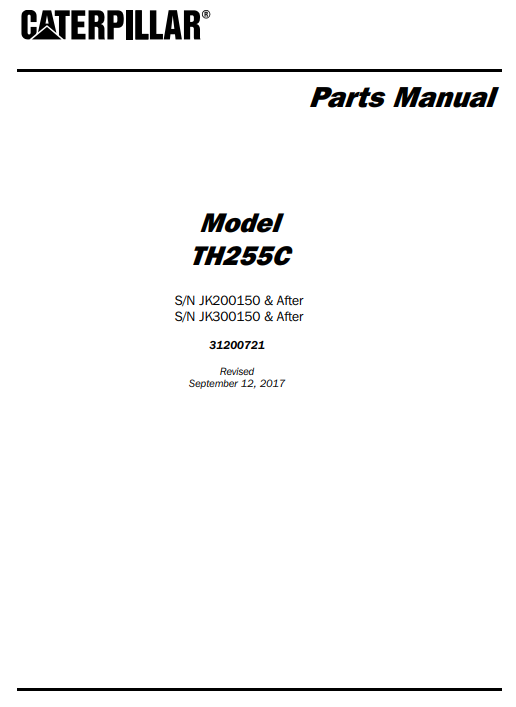 Caterpillar TH255C Telehandler Parts Manual - Image 2