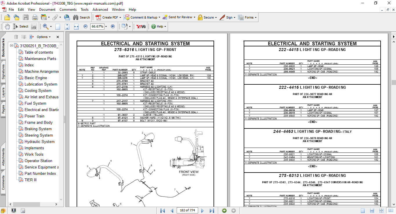 Caterpillar TH330B Telehandler Parts Manual - Image 3