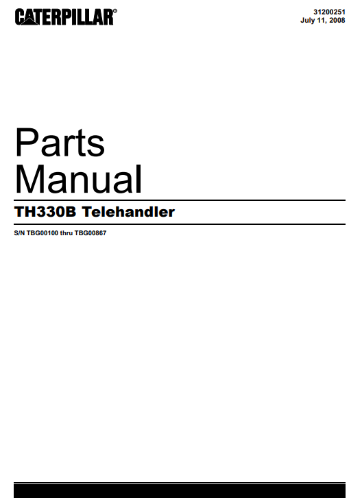 Caterpillar TH330B Telehandler Parts Manual - Image 2