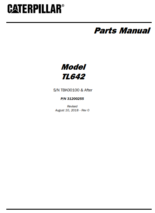 Caterpillar TL642 Telehandler Parts Manual - Image 2