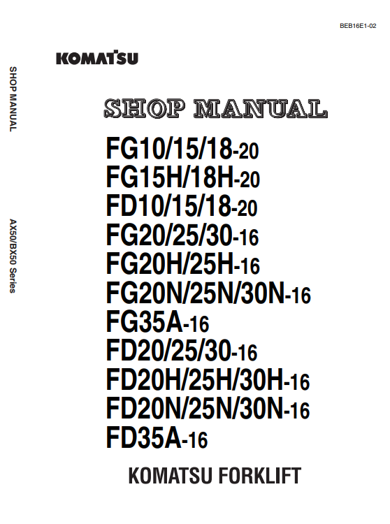 Komatsu FD and FG Series Fork Lift Workshop Repair Manual - Image 2