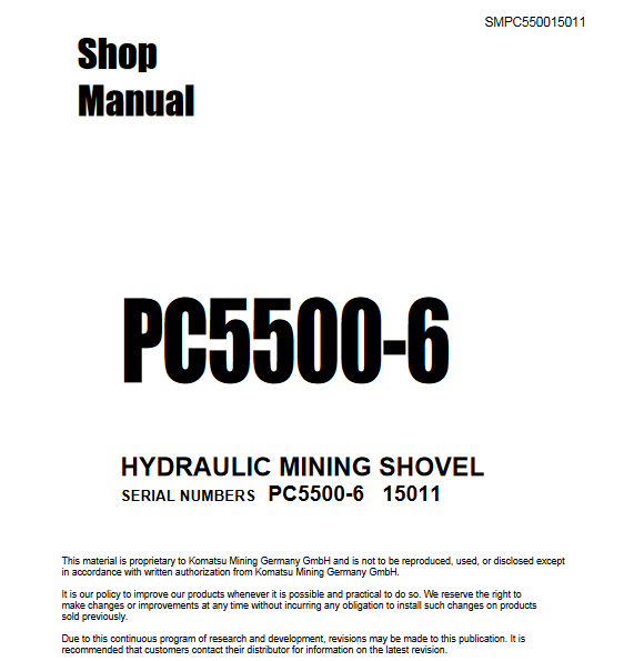 Komatsu PC5500-6 Diesel Mining Shovel Workshop Repair Manual - Image 3