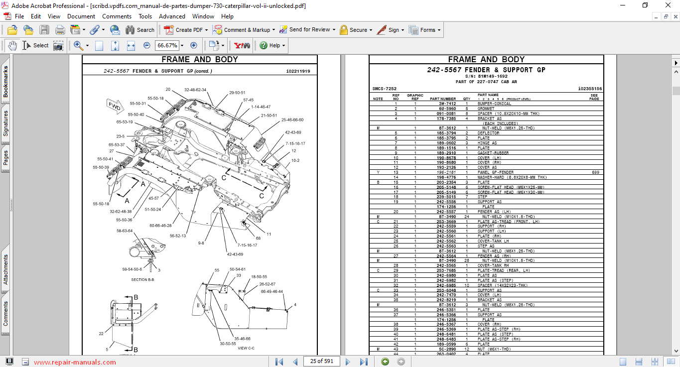 Caterpillar 730 Series Articulated Truck Parts Manual - Image 3