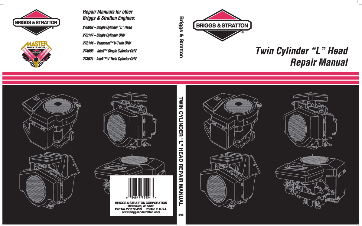 Briggs and Stratton 16 HP Twin Cylinder L Head Engines Service Repair Manual - Image 2