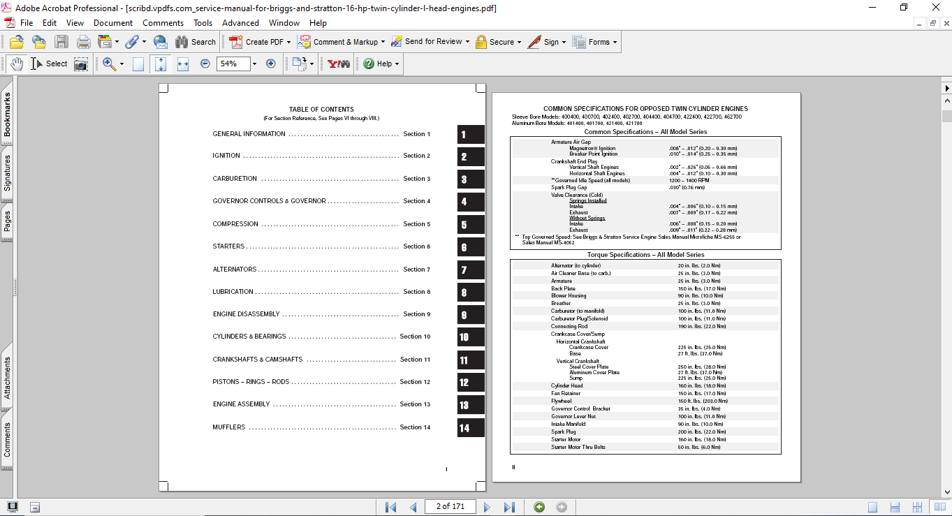 Briggs and Stratton 16 HP Twin Cylinder L Head Engines Service Repair Manual - Image 3