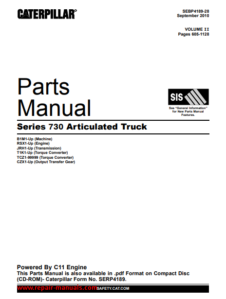 Caterpillar 730 Series Articulated Truck Parts Manual - Image 2